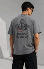 تیشرت مستر Vivienne Westwood طوسی | تیشرت لش یونیسکس طرح لوگو وست وود - Image 4