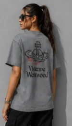 تیشرت مستر Vivienne Westwood طوسی | تیشرت لش یونیسکس طرح لوگو وست وود - Image 6